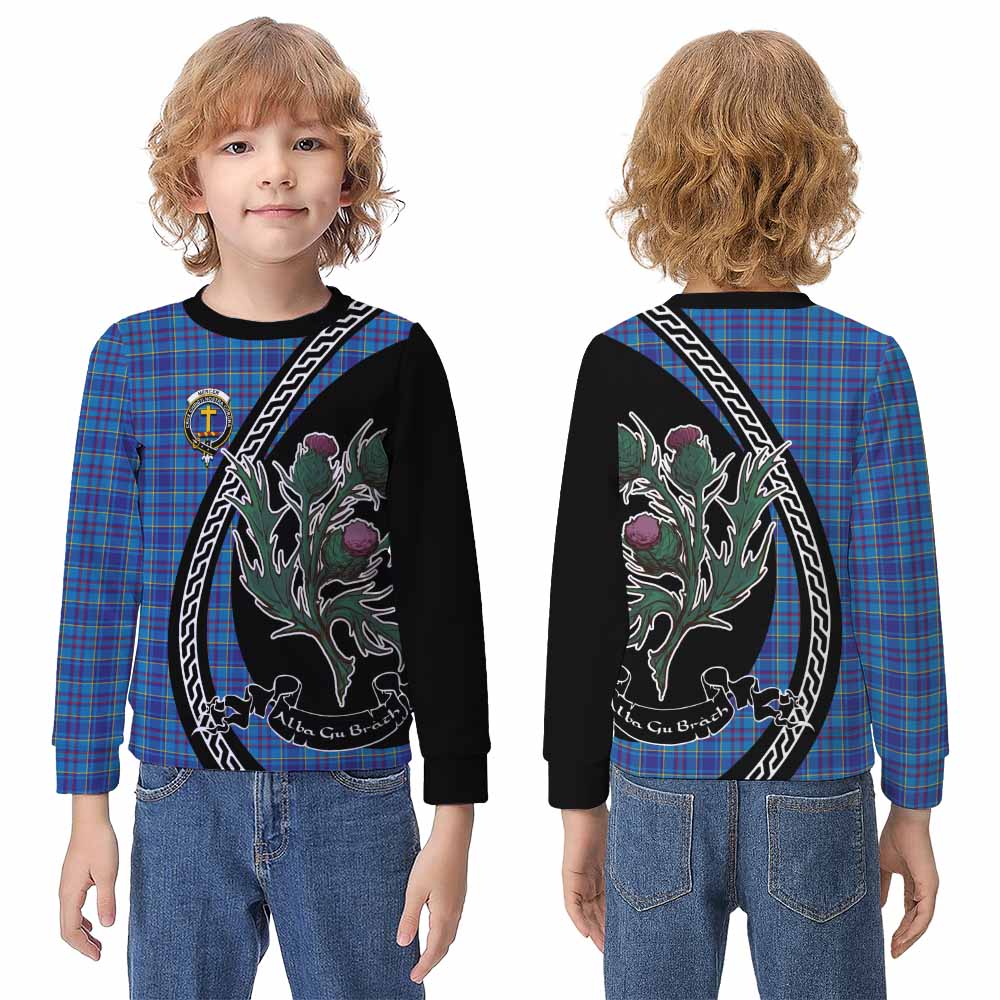 Mercer Family Crest Tartan Kid Knitted Sweatshirt Alba Thistle Inspired - Tartan Vibes Clothing