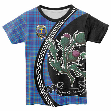 Mercer Family Crest Tartan Kid T-shirt Alba Thistle Inspired - Tartan Vibes Clothing