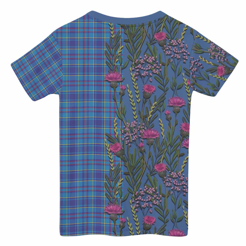 Mercer Family Crest Tartan Kid T-shirt Scottish Thistle Flower Pattern Half Style - Tartan Vibes Clothing