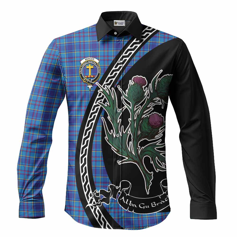 Mercer Family Crest Tartan Long Sleeve Button Shirts Alba Thistle Inspired - Tartan Vibes Clothing