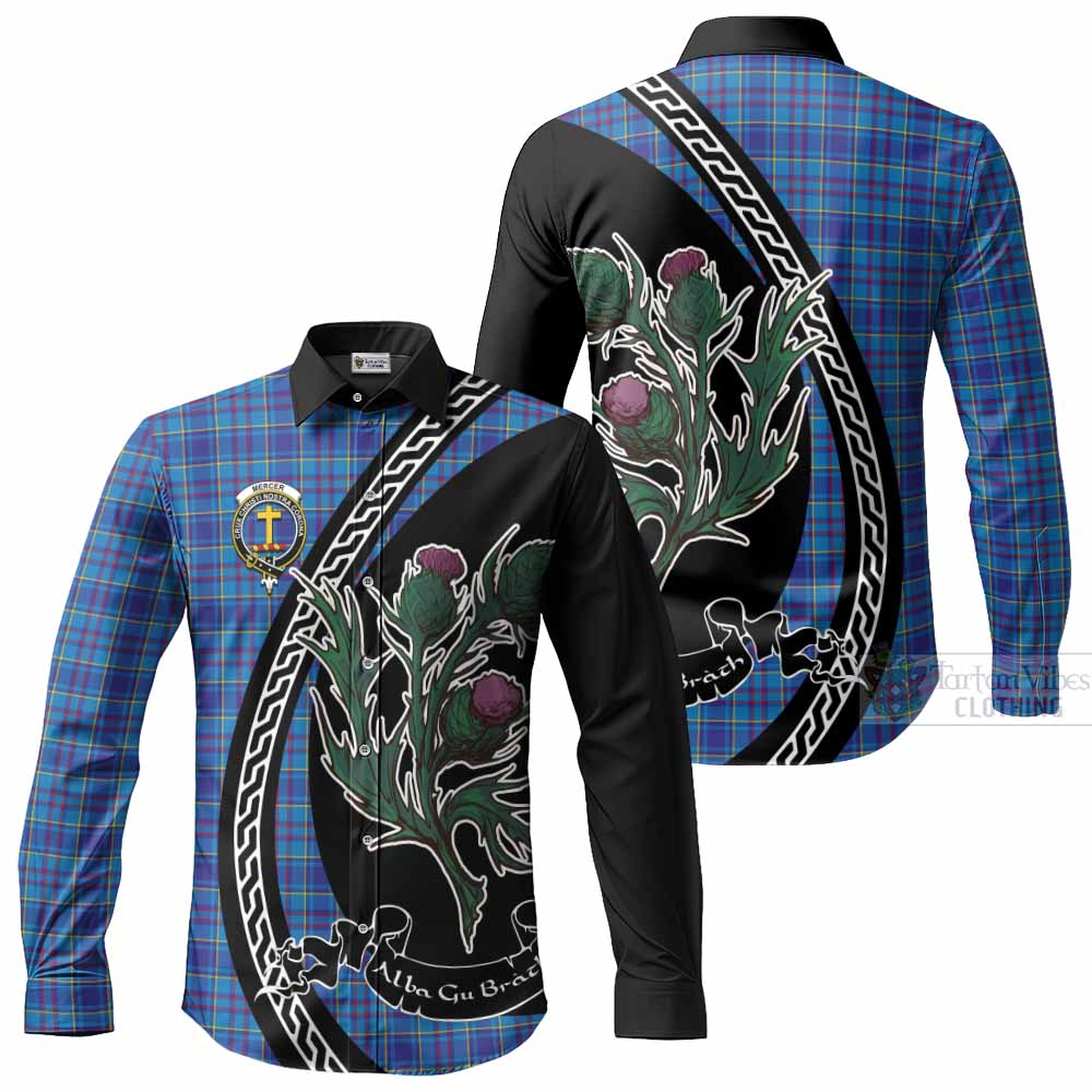 Mercer Family Crest Tartan Long Sleeve Button Shirts Alba Thistle Inspired - Tartan Vibes Clothing