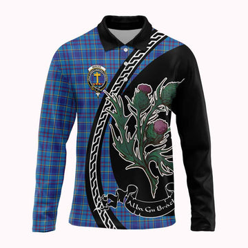 Mercer Family Crest Tartan Long Sleeve Polo Shirt Alba Thistle Inspired
