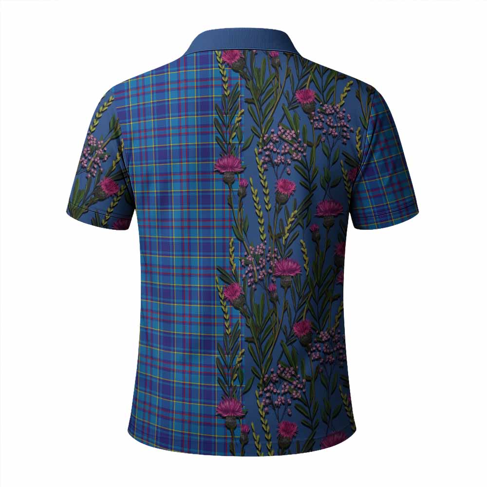 Mercer Family Crest Tartan Polo Shirt Scottish Thistle Flower Pattern Half Style - Tartan Vibes Clothing