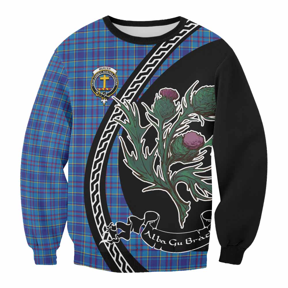 Mercer Family Crest Tartan Sweatshirt Alba Thistle Inspired - Tartan Vibes Clothing