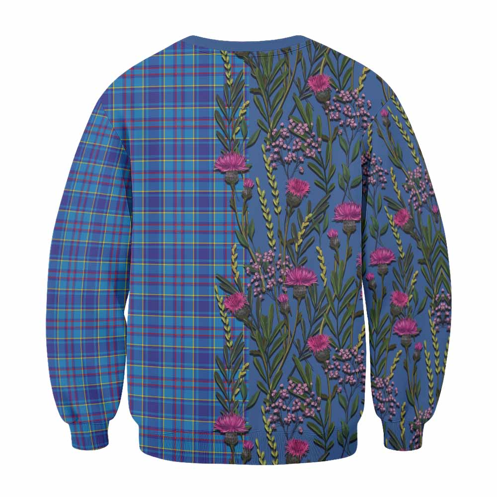 Mercer Family Crest Tartan Sweatshirt Scottish Thistle Flower Pattern Half Style - Tartan Vibes Clothing