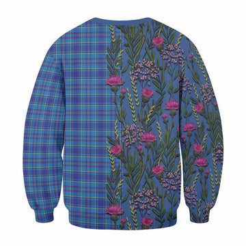 Mercer Family Crest Tartan Sweatshirt Scottish Thistle Flower Pattern Half Style