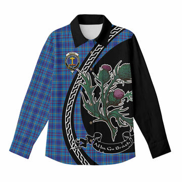 Mercer Family Crest Tartan Women Casual Shirt Alba Thistle Inspired