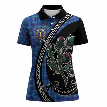 Mercer Family Crest Tartan Women Polo Shirt Alba Thistle Inspired