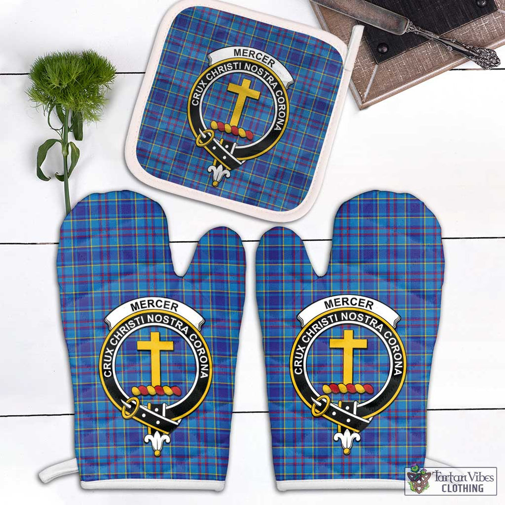 Mercer Tartan Combo Oven Mitt & Pot-Holder with Family Crest Combo 1 Oven Mitt & 1 Pot-Holder White - Tartan Vibes Clothing