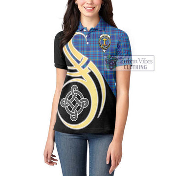 Mercer Tartan Women's Polo Shirt with Family Crest and Celtic Symbol Style Women - Tartan Vibes Clothing