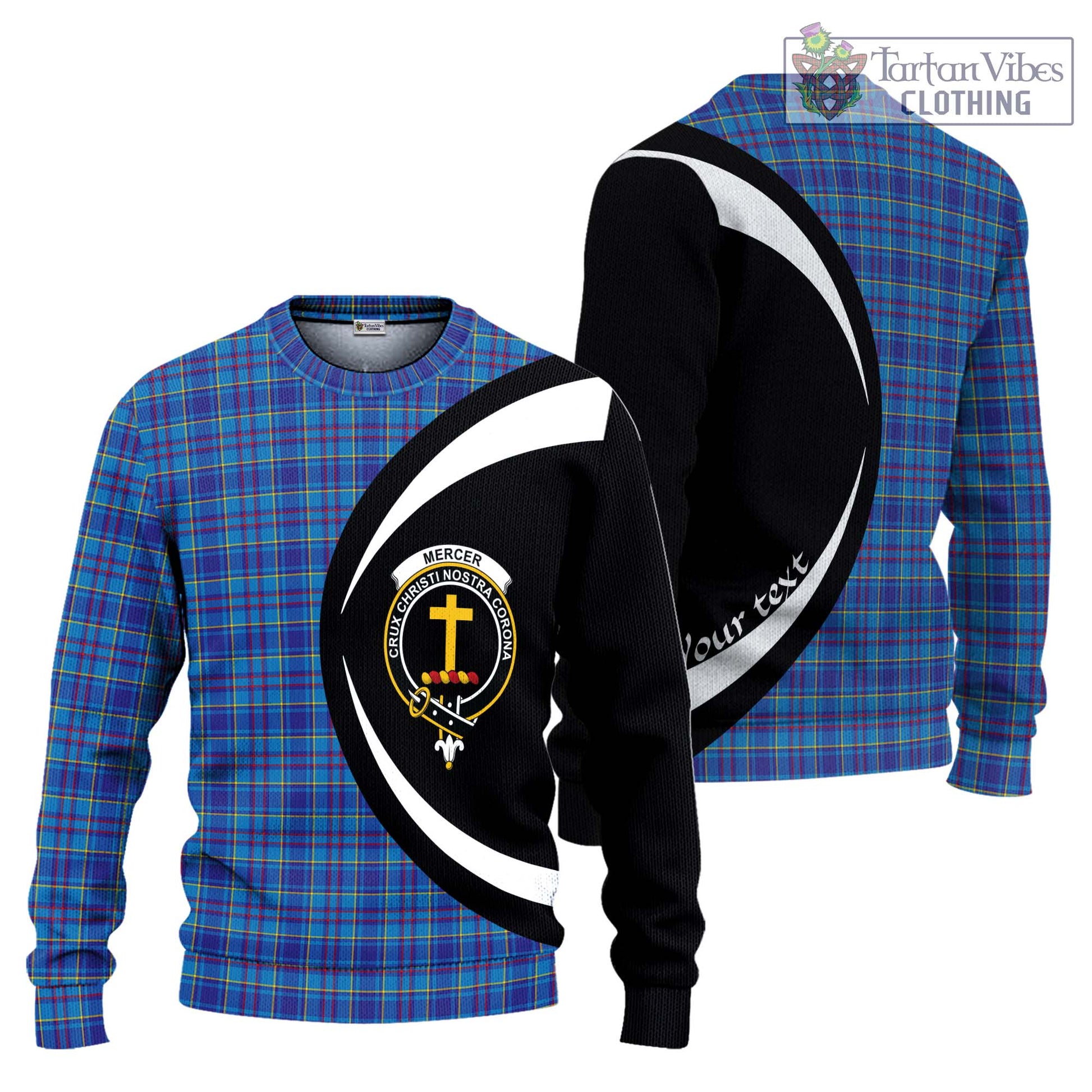 Mercer Tartan Knitted Sweater with Family Crest Circle Style Unisex - Tartan Vibes Clothing