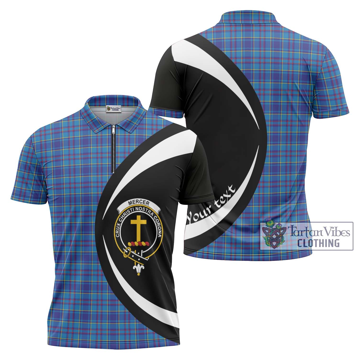 Tartan Vibes Clothing Mercer Modern Tartan Zipper Polo Shirt with Family Crest Circle Style