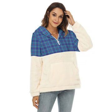 Mercer Tartan Half Style Women's Borg Fleece Hoodie with Half Zip