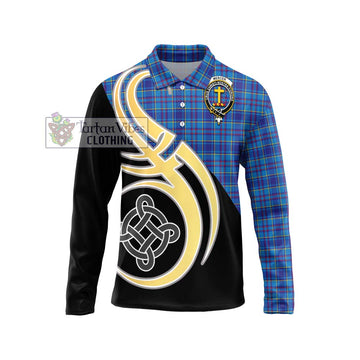 Mercer Tartan Long Sleeve Polo Shirt with Family Crest and Celtic Symbol Style Unisex - Tartan Vibes Clothing