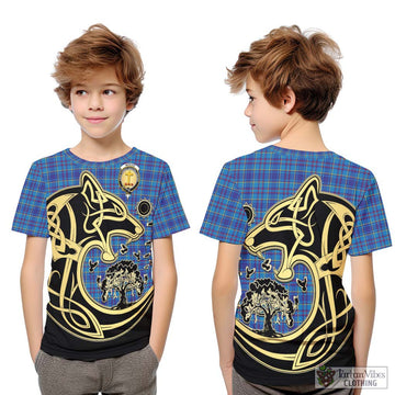 Mercer Tartan Kid T-Shirt with Family Crest Celtic Wolf Style Youth XL Size14 - Tartan Vibes Clothing