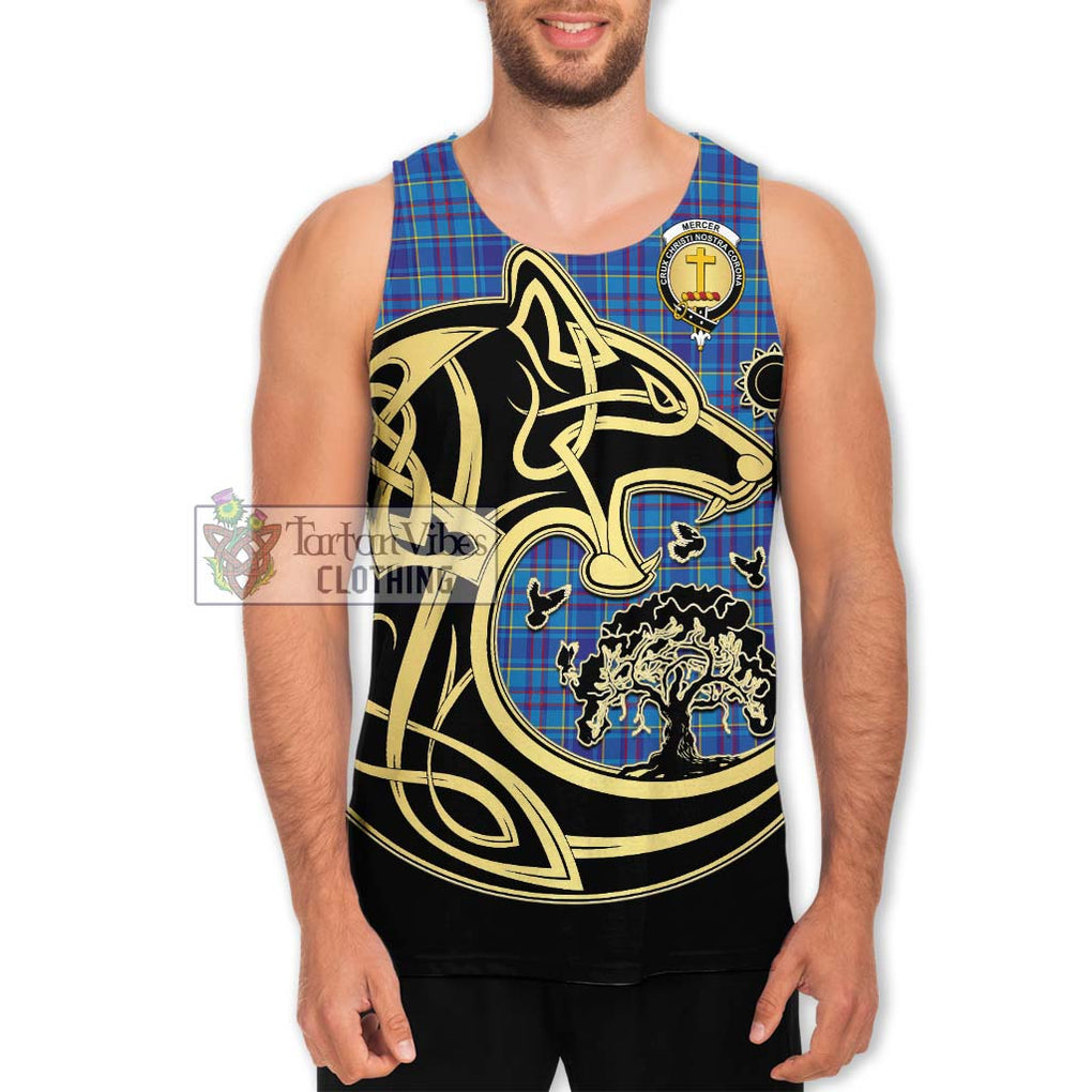 Mercer Tartan Men's Tank Top with Family Crest Celtic Wolf Style Men - Tartan Vibes Clothing