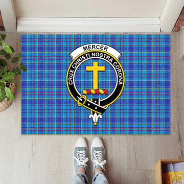 Mercer Tartan Rubber Doormat with Family Crest