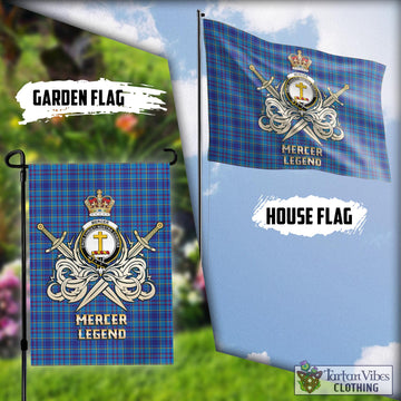 Mercer Modern Tartan Flag with Clan Crest and the Golden Sword of Courageous Legacy