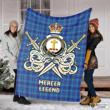 Mercer Modern Tartan Blanket with Clan Crest and the Golden Sword of Courageous Legacy