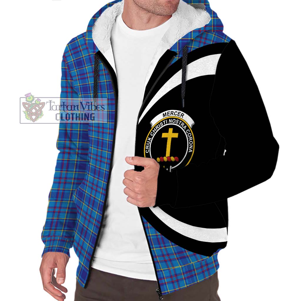 Mercer Tartan Sherpa Hoodie with Family Crest Circle Style Unisex S - Tartan Vibes Clothing