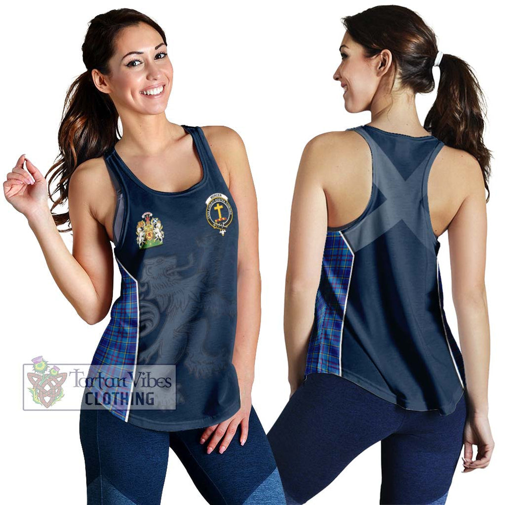 Mercer Tartan Women's Racerback Tanks with Family Crest and Lion Rampant Vibes Sport Style 4XL - Tartan Vibes Clothing