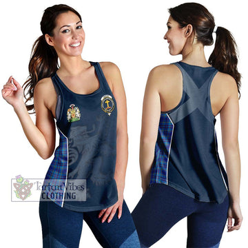 Mercer Tartan Women's Racerback Tanks with Family Crest and Lion Rampant Vibes Sport Style