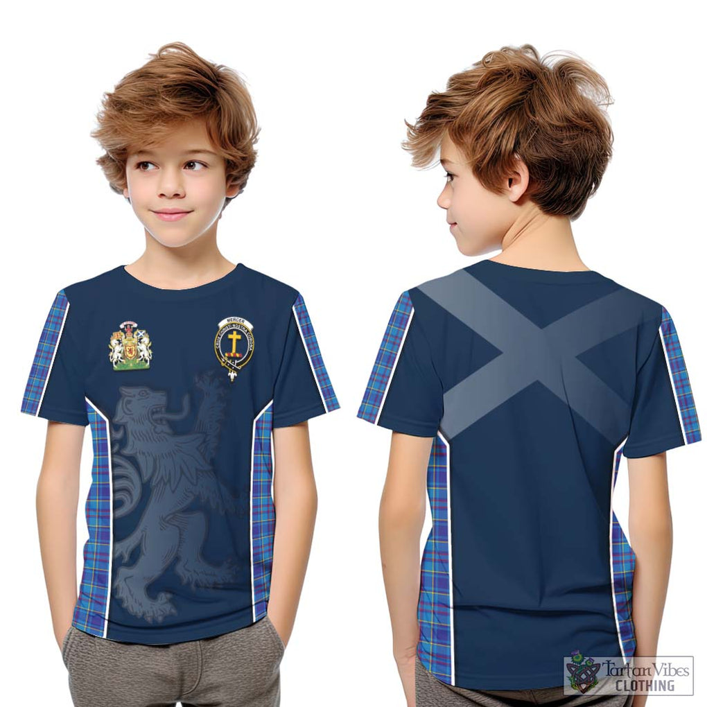 Mercer Tartan Kid T-Shirt with Family Crest and Lion Rampant Vibes Sport Style Youth XL Size14 - Tartan Vibes Clothing