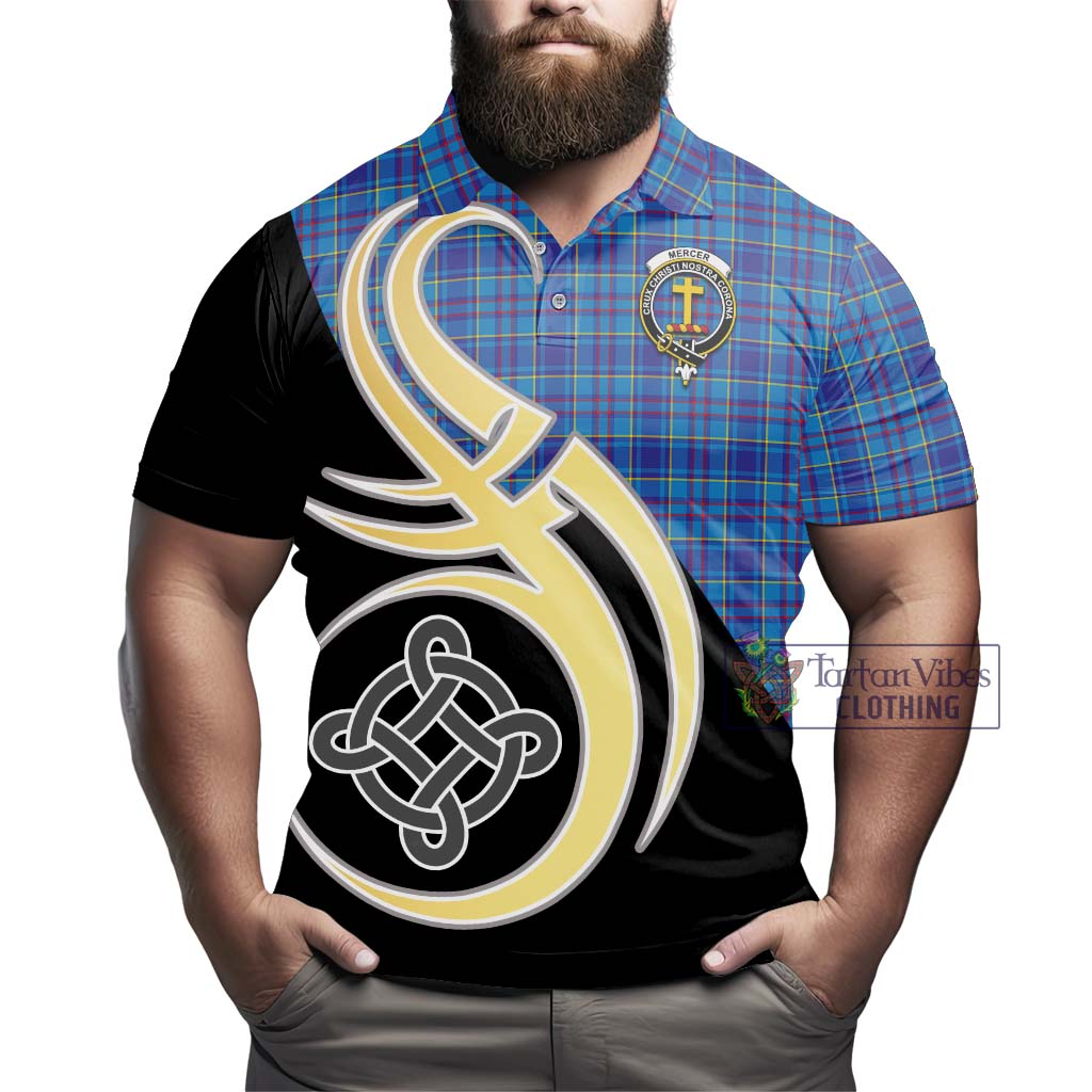 Mercer Tartan Polo Shirt with Family Crest and Celtic Symbol Style - Tartan Vibes Clothing
