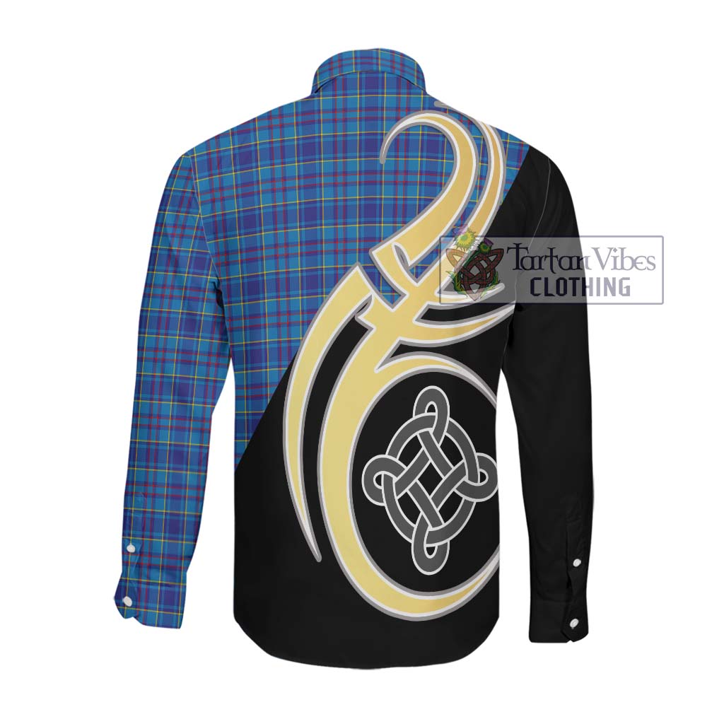 Mercer Tartan Long Sleeve Button Shirt with Family Crest and Celtic Symbol Style Men's Shirt - Tartan Vibes Clothing