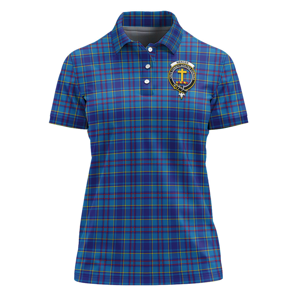 Mercer Tartan Polo Shirt with Family Crest For Women - Tartan Vibes Clothing