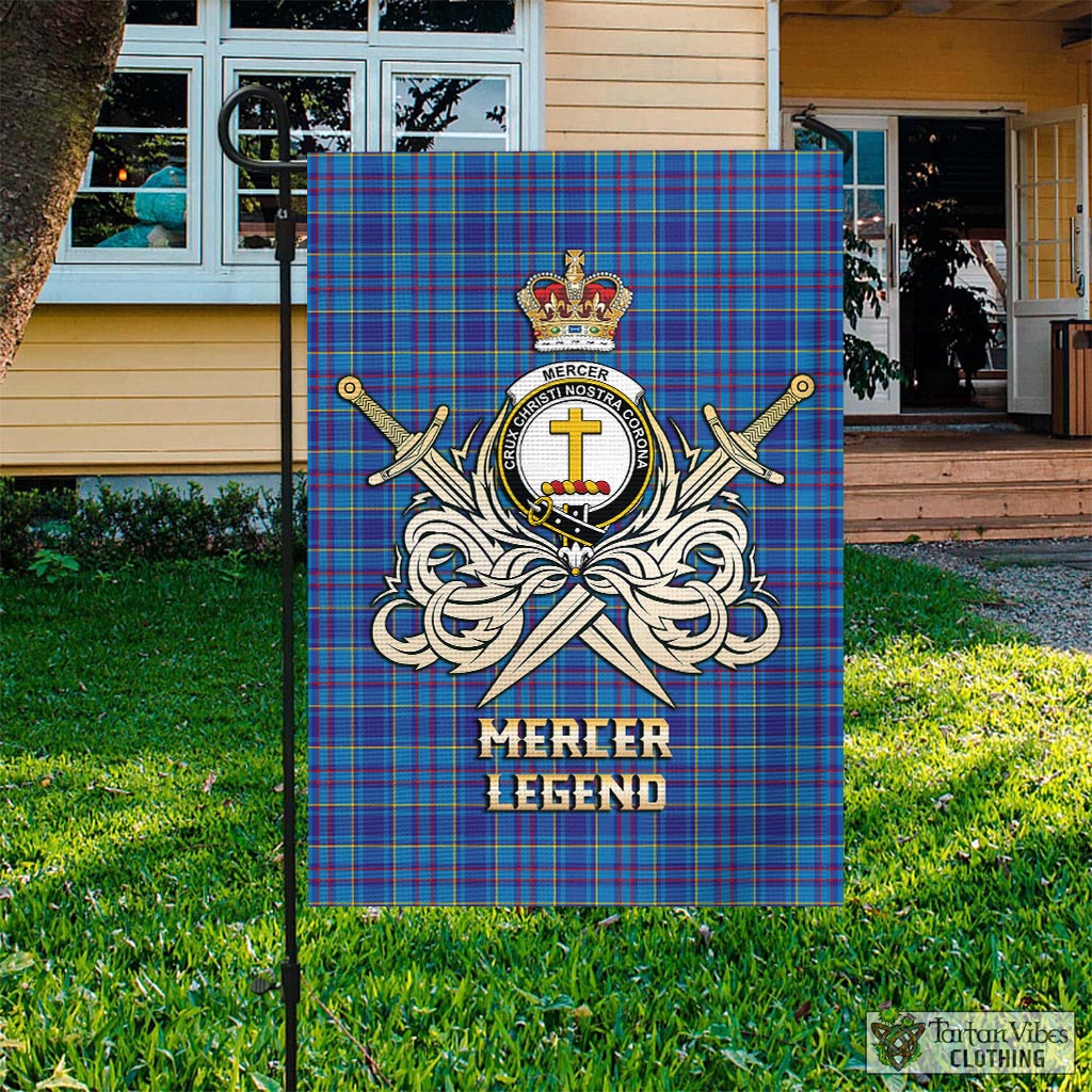 Tartan Vibes Clothing Mercer Modern Tartan Flag with Clan Crest and the Golden Sword of Courageous Legacy