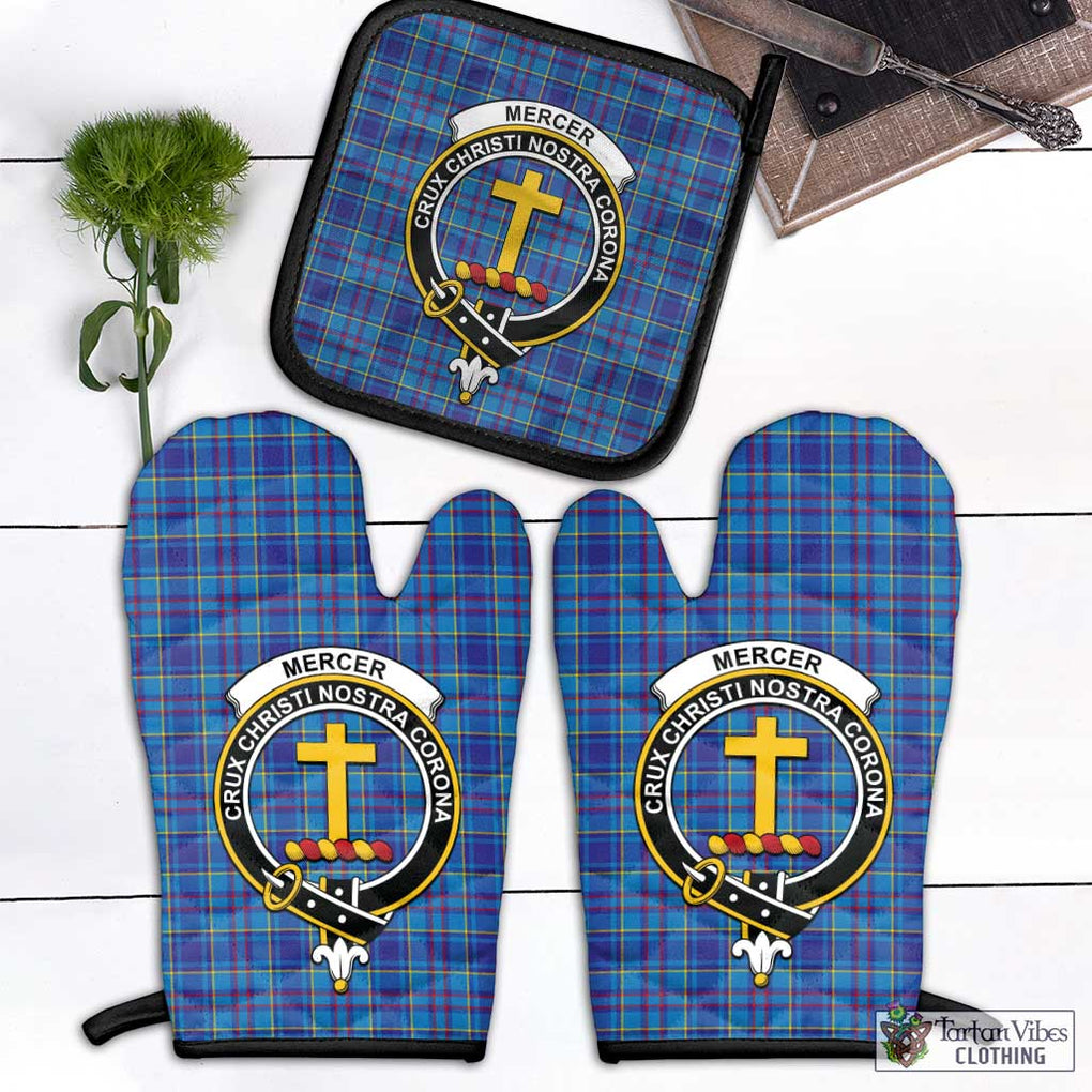 Mercer Tartan Combo Oven Mitt & Pot-Holder with Family Crest Combo 1 Oven Mitt & 1 Pot-Holder Black - Tartan Vibes Clothing