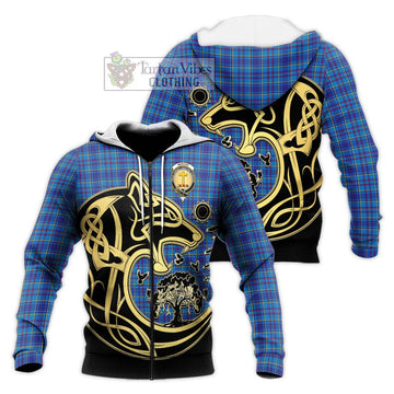 Mercer Tartan Knitted Hoodie with Family Crest Celtic Wolf Style Unisex Knitted Zip Hoodie - Tartan Vibes Clothing