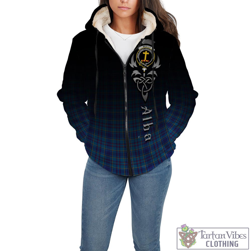 Tartan Vibes Clothing Mercer Modern Tartan Sherpa Hoodie Featuring Alba Gu Brath Family Crest Celtic Inspired
