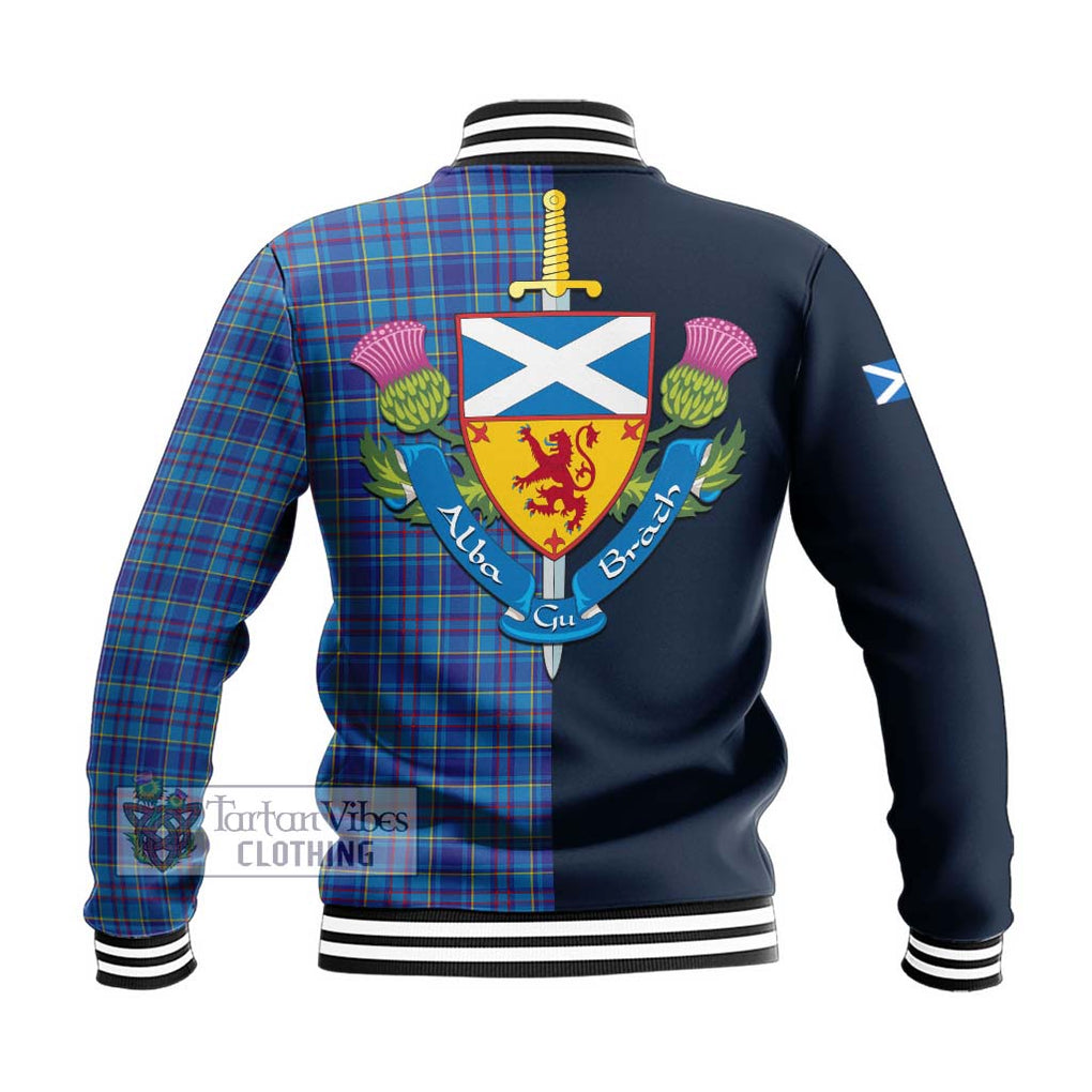 Tartan Vibes Clothing Mercer Modern Tartan Baseball Jacket with Scottish Lion Royal Arm Half Style