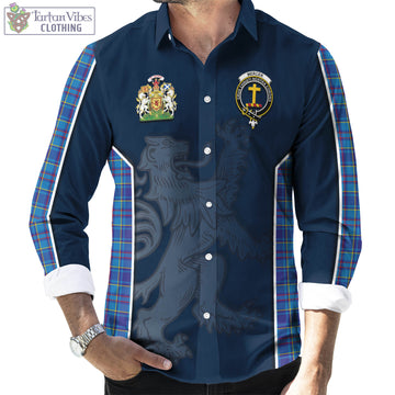 Mercer Modern Tartan Long Sleeve Button Up Shirt with Family Crest and Lion Rampant Vibes Sport Style