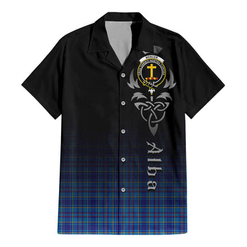 Tartan Vibes Clothing Mercer Modern Tartan Short Sleeve Button Up Featuring Alba Gu Brath Family Crest Celtic Inspired