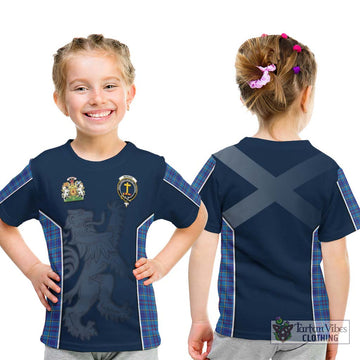 Mercer Tartan Kid T-Shirt with Family Crest and Lion Rampant Vibes Sport Style - Tartan Vibes Clothing