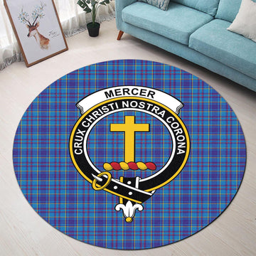 Mercer Tartan Round Rug with Family Crest