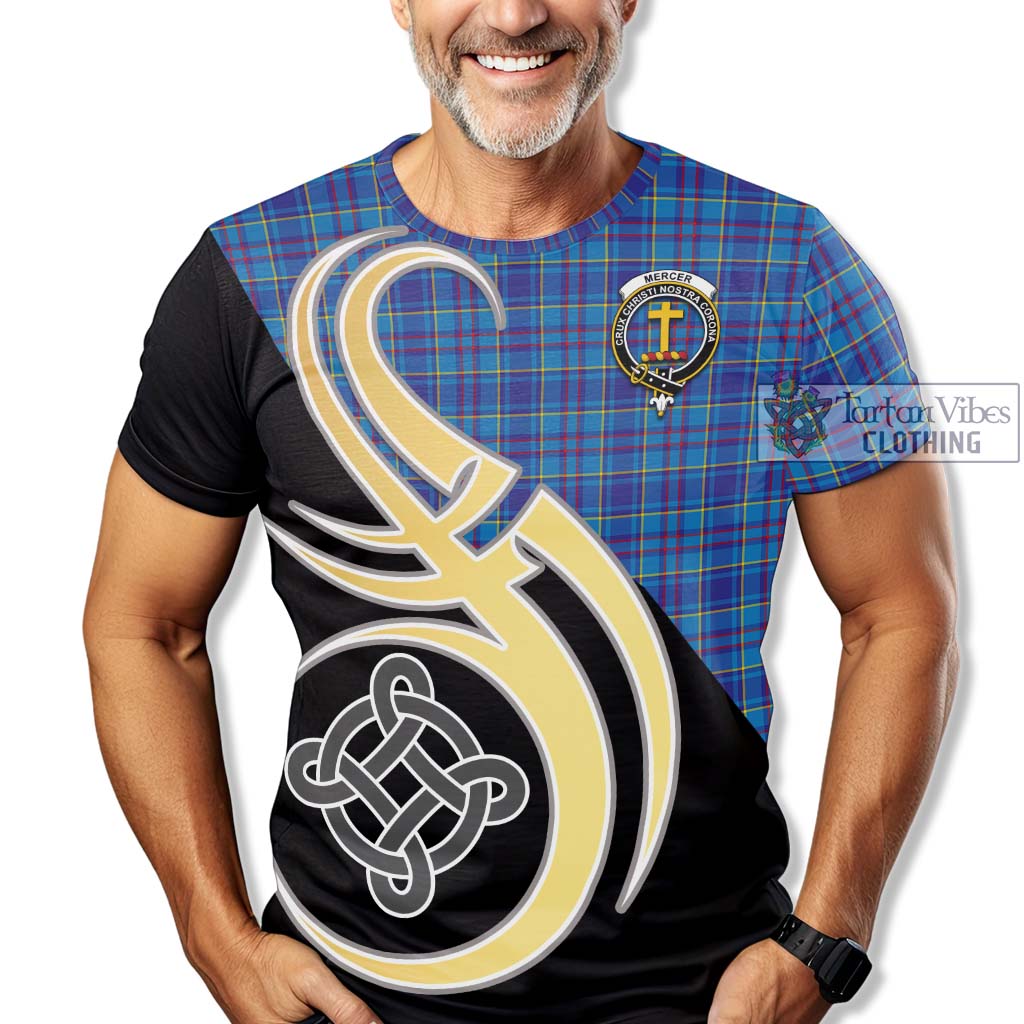 Tartan Vibes Clothing Mercer Modern Tartan T-Shirt with Family Crest and Celtic Symbol Style