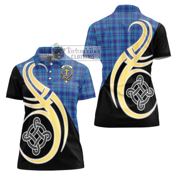 Mercer Tartan Women's Polo Shirt with Family Crest and Celtic Symbol Style - Tartan Vibes Clothing