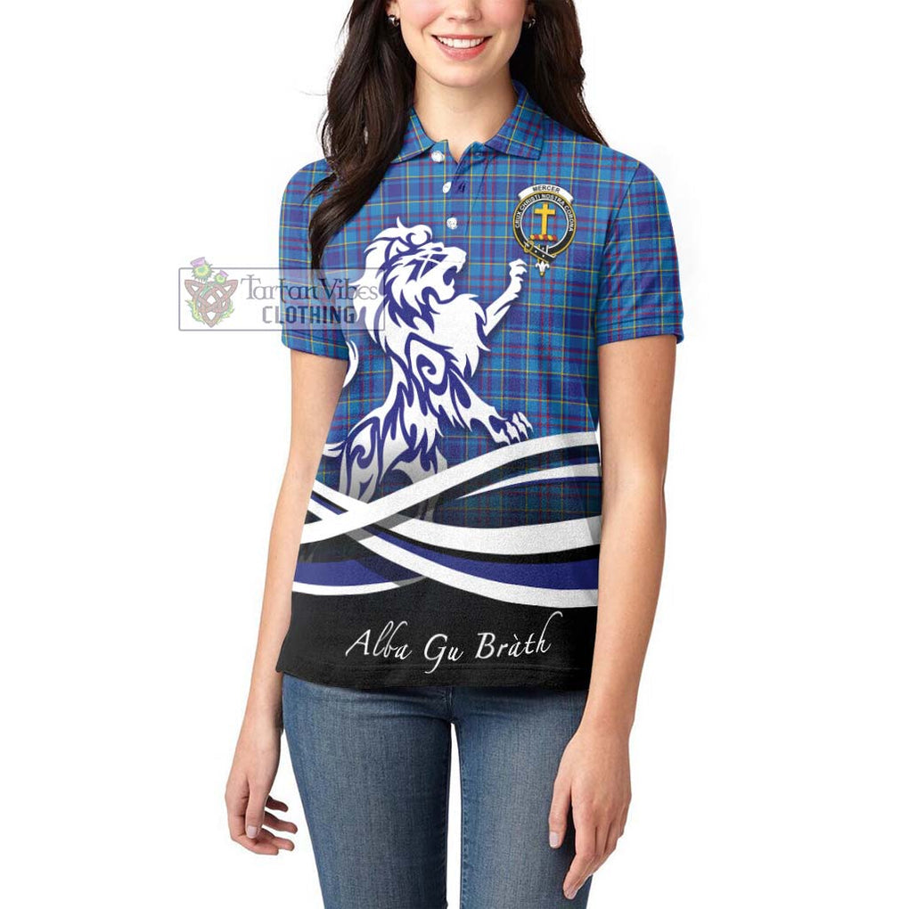 Mercer Tartan Women's Polo Shirt with Alba Gu Brath Regal Lion Emblem - Tartanvibesclothing Shop