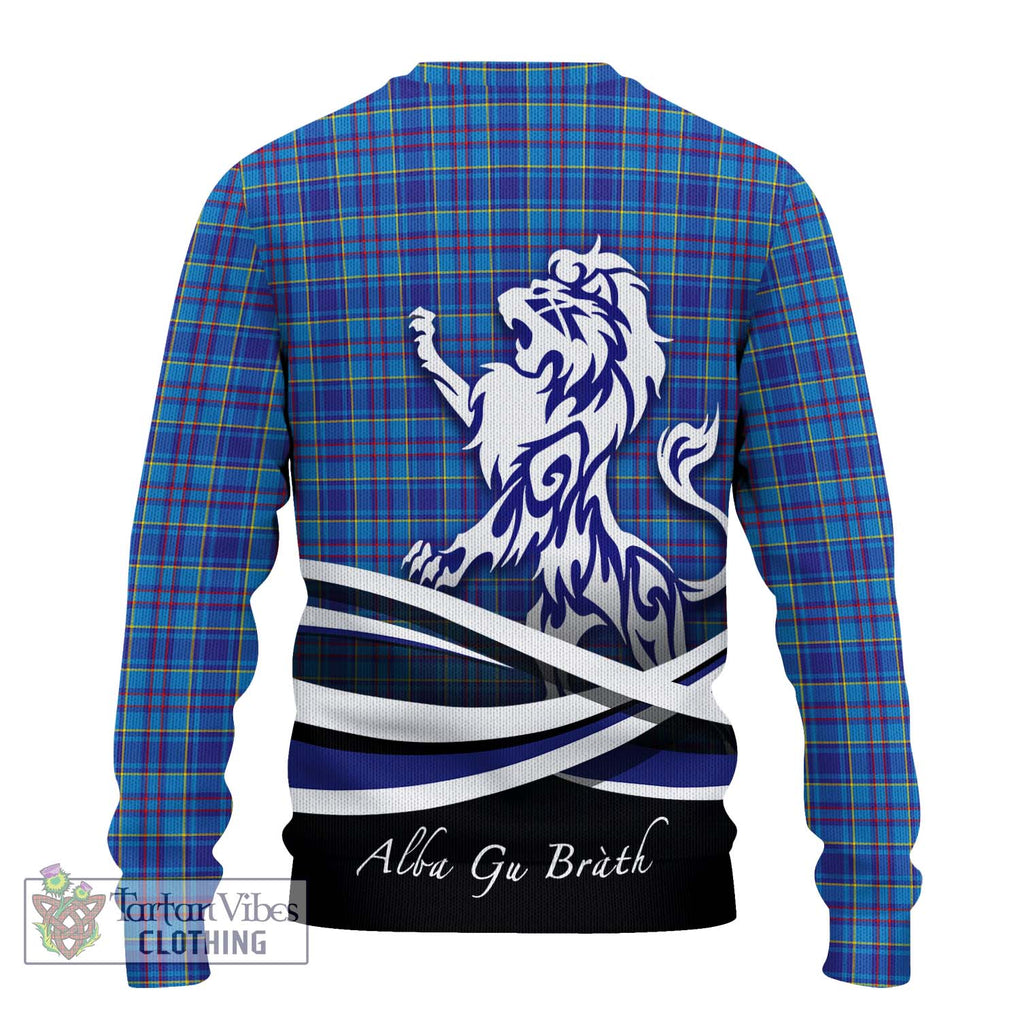 Mercer Tartan Knitted Sweater with Alba Gu Brath Regal Lion Emblem - Tartanvibesclothing Shop