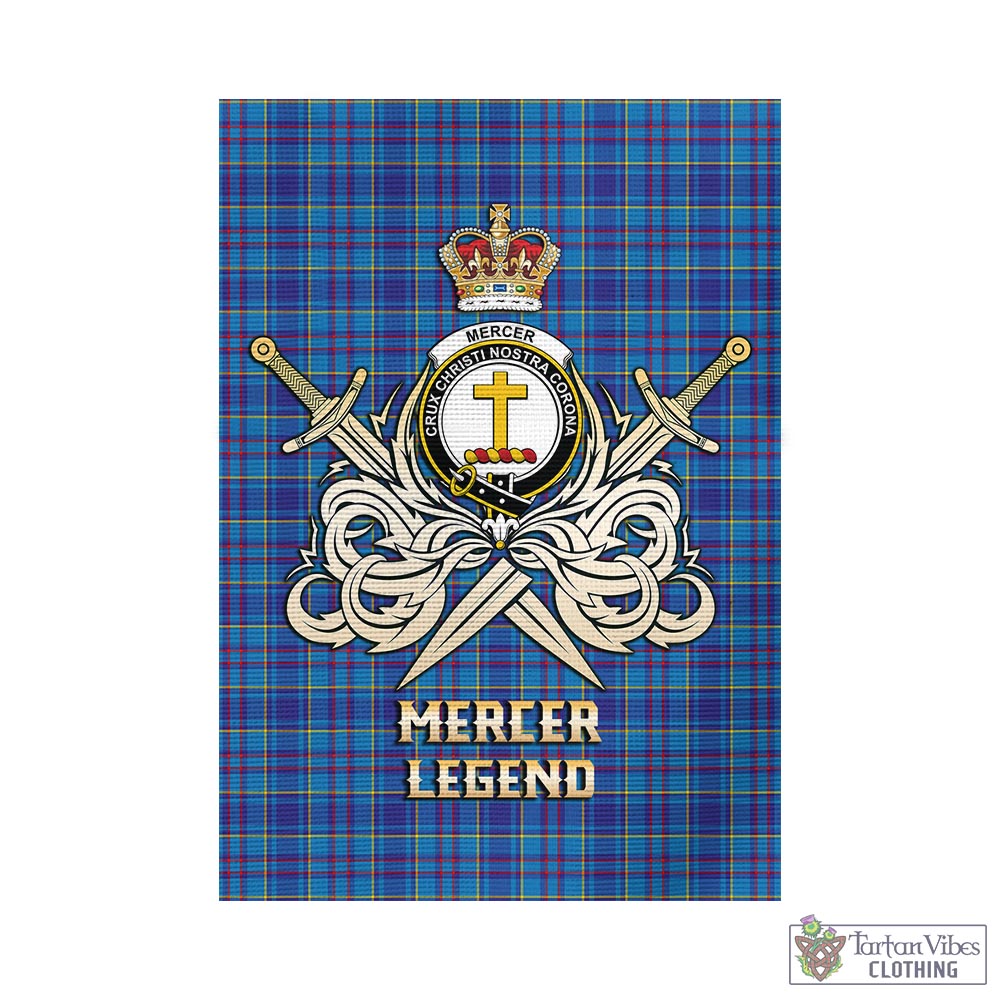 Tartan Vibes Clothing Mercer Modern Tartan Flag with Clan Crest and the Golden Sword of Courageous Legacy