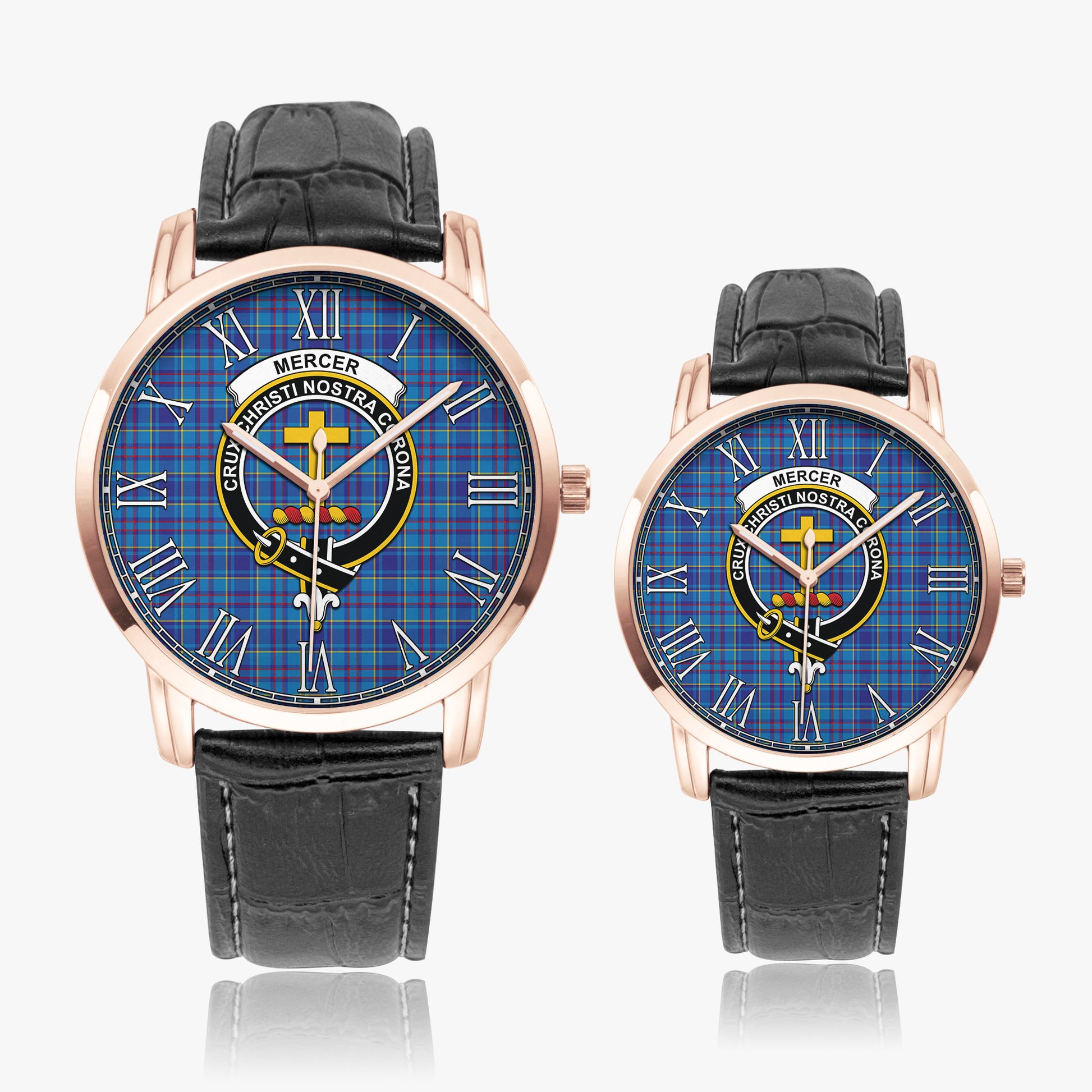 Mercer Modern Tartan Family Crest Leather Strap Quartz Watch - Tartanvibesclothing