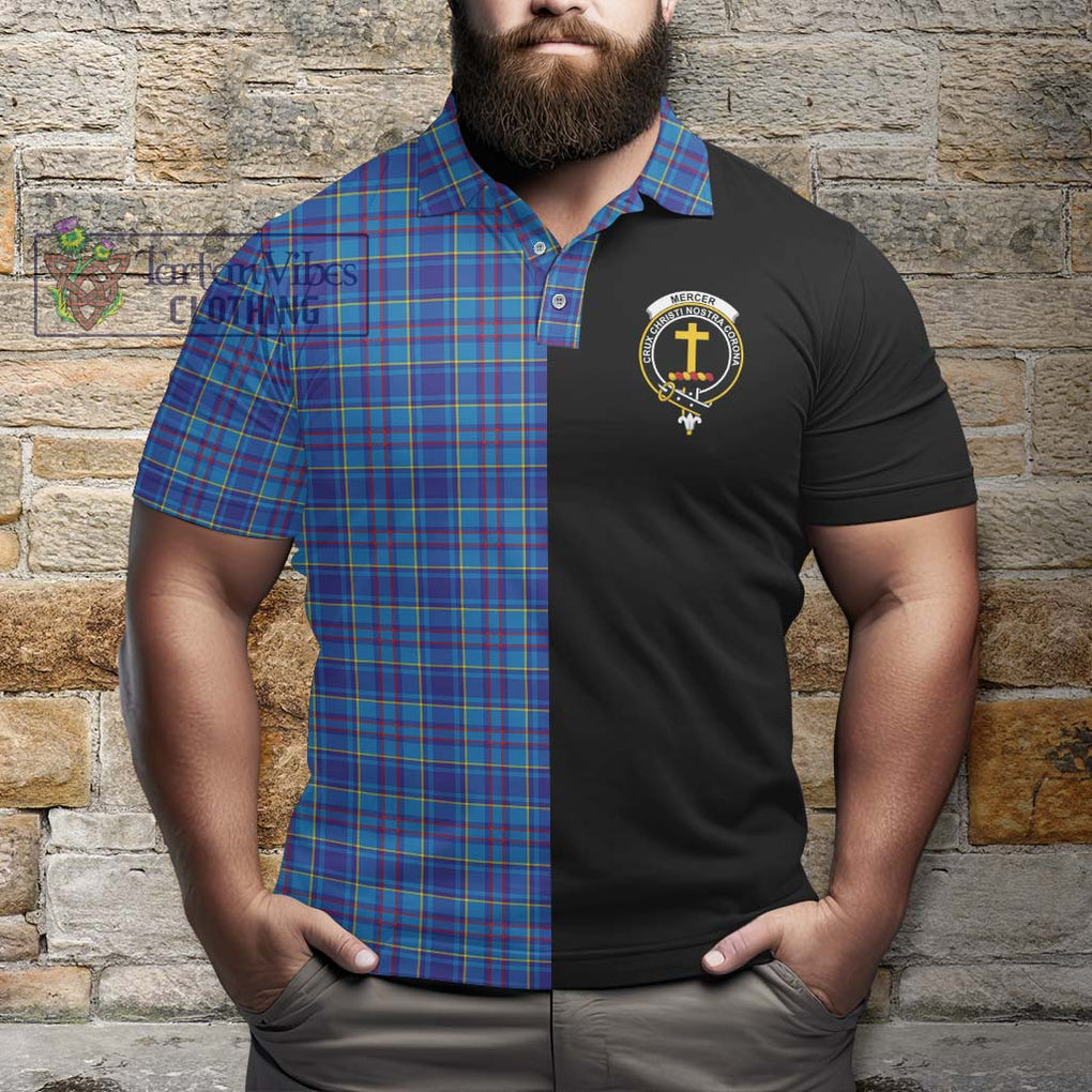 Mercer Tartan Polo Shirt with Family Crest and Half Of Me Style - Tartanvibesclothing Shop
