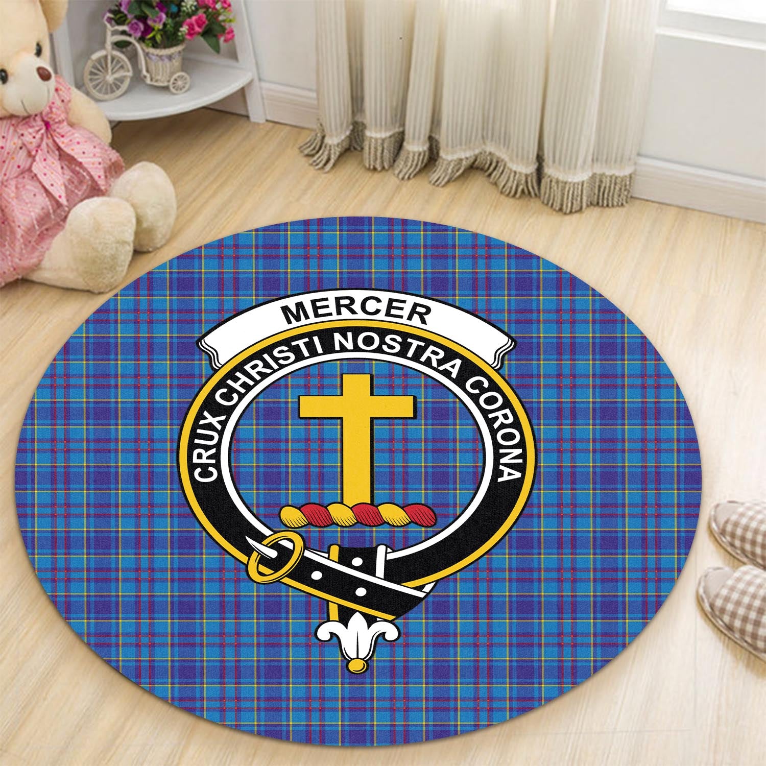 mercer-modern-tartan-round-rug-with-family-crest