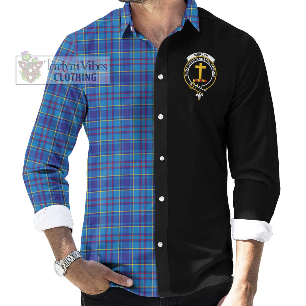 Mercer Tartan Long Sleeve Button Shirt with Family Crest and Half Of Me Style - Tartanvibesclothing Shop