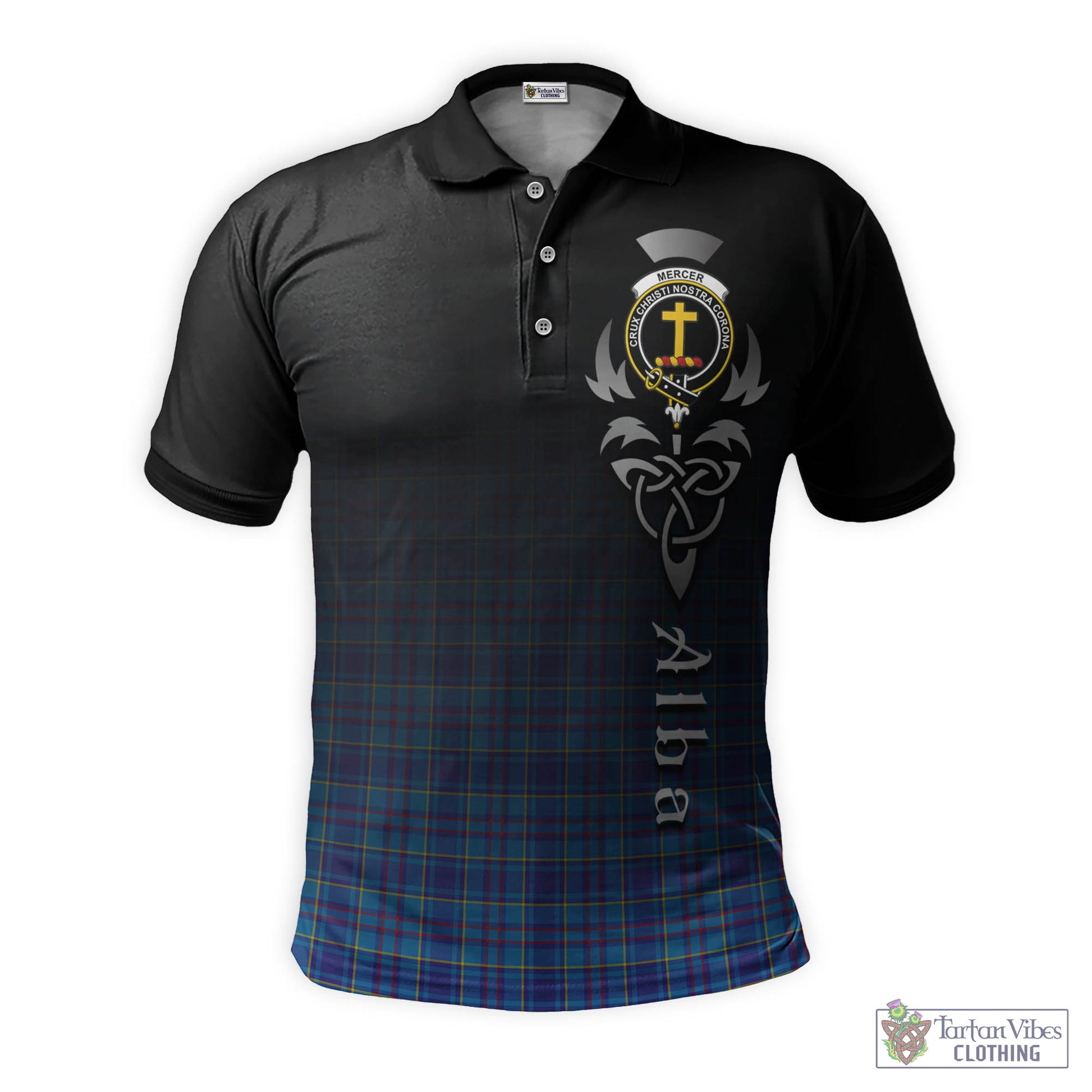 Tartan Vibes Clothing Mercer Modern Tartan Polo Shirt Featuring Alba Gu Brath Family Crest Celtic Inspired