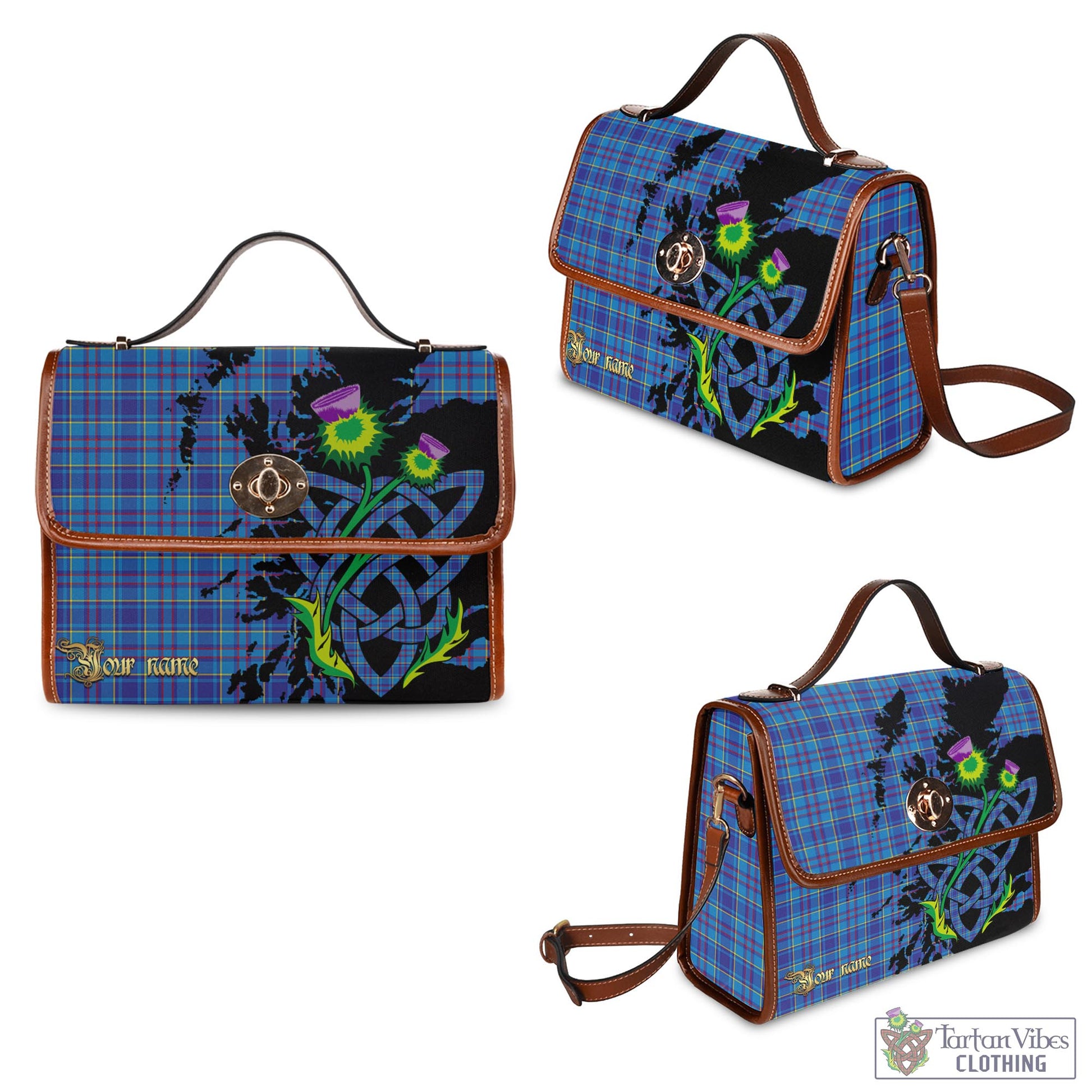Tartan Vibes Clothing Mercer Modern Tartan Waterproof Canvas Bag with Scotland Map and Thistle Celtic Accents